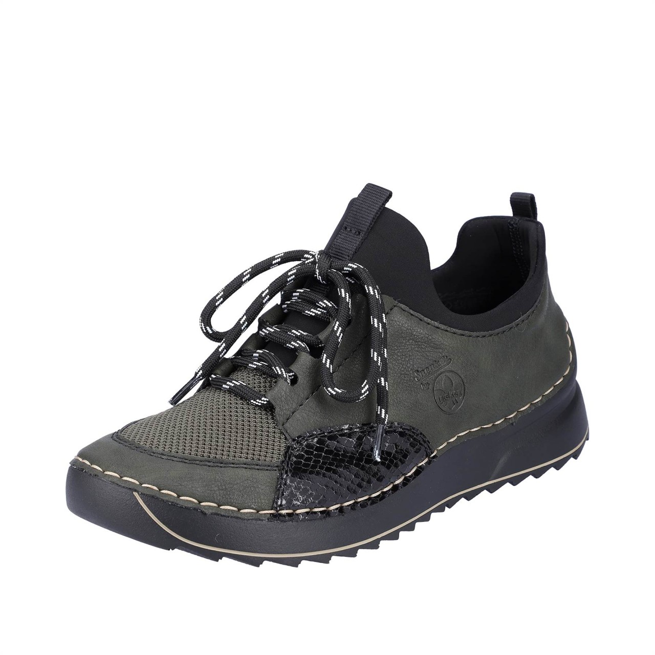 RIEKER Sportliche Slipper grün HWK Damen Halbschuhe