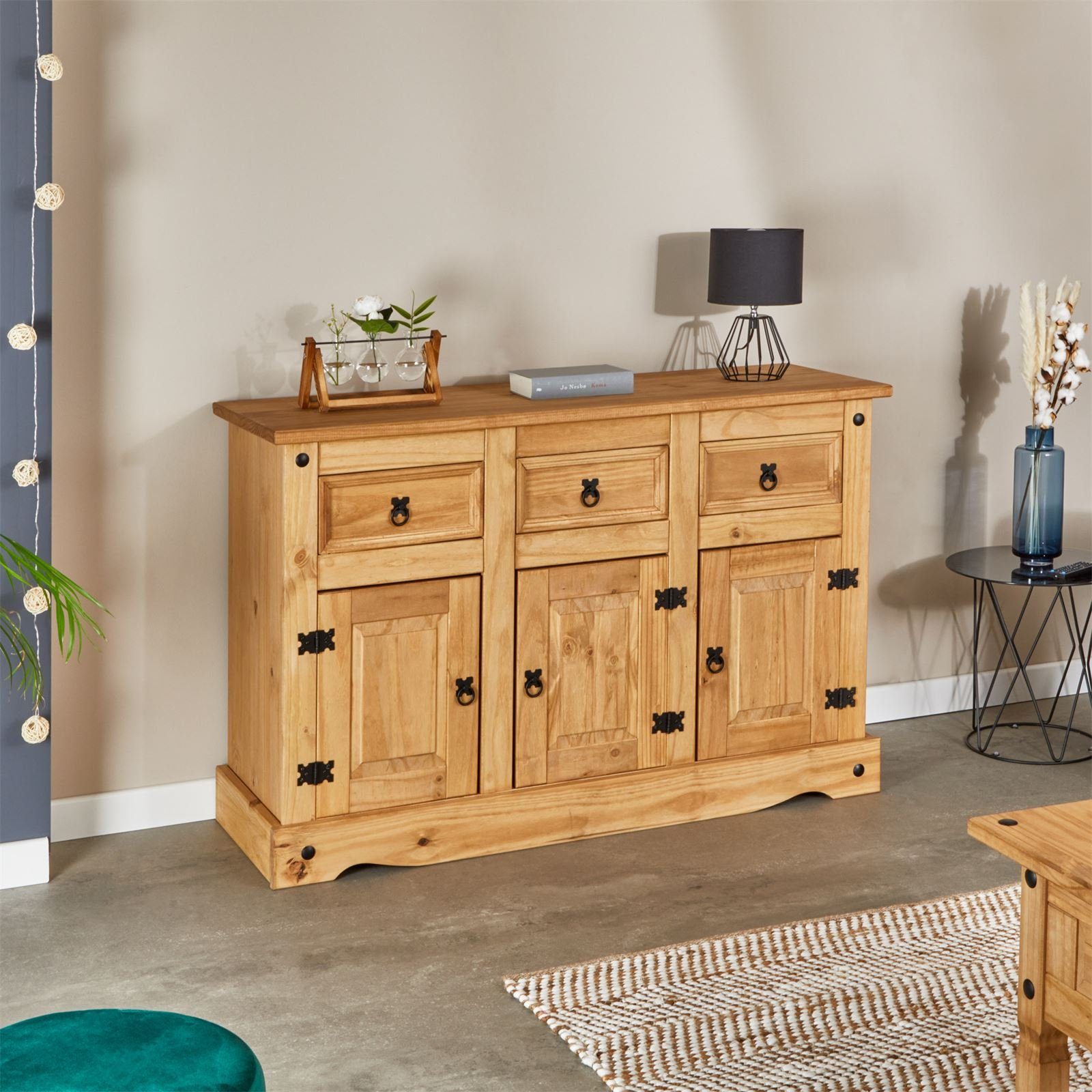 CARO-Möbel Sideboard SALSA, Sideboard Kommode Mexico Stil Anrichte Highboard Mexiko Möbel Kiefer m