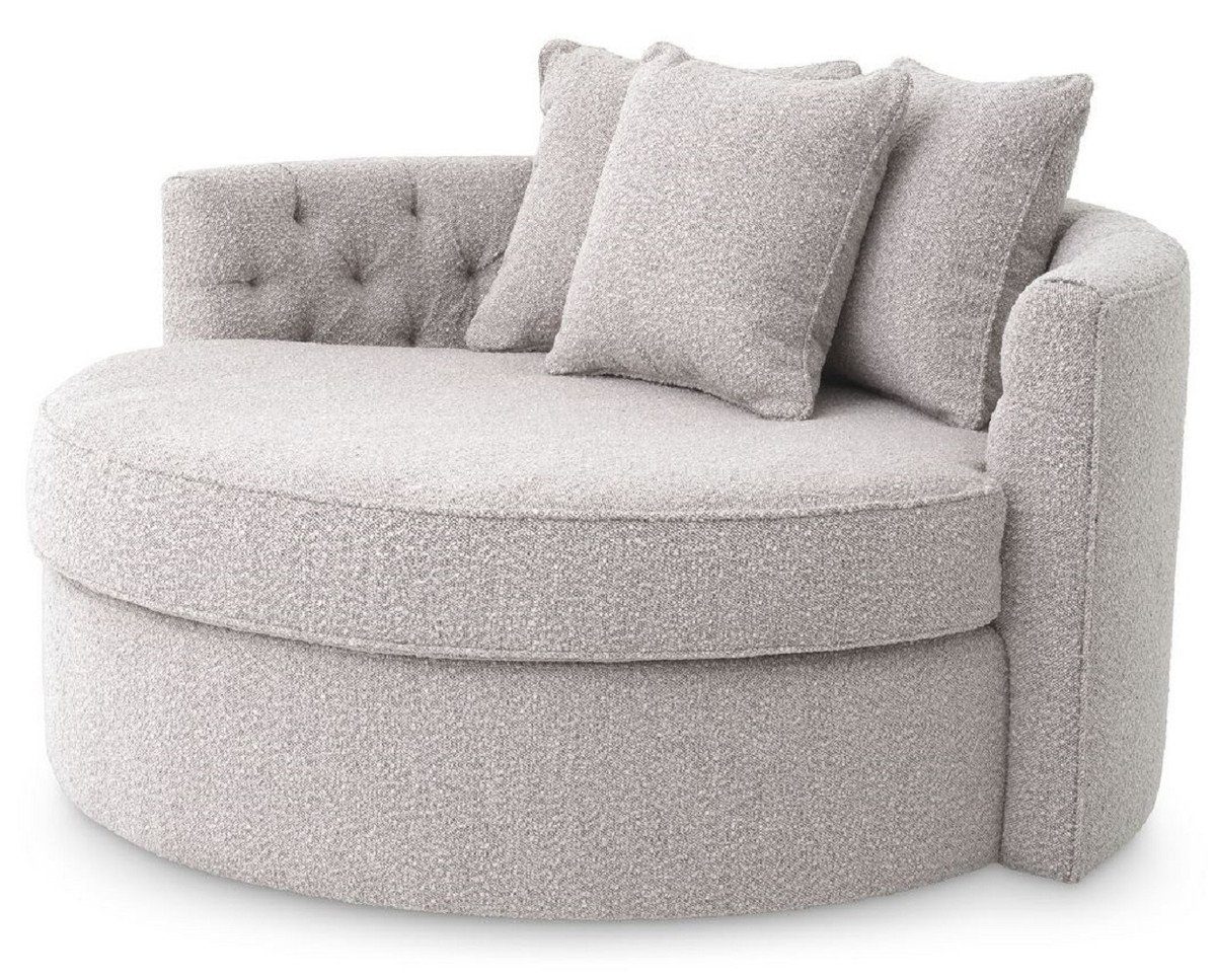 Casa Padrino Loungesofa Luxus Rundsofa Grau 157 x 148 x H. 90 cm - Modernes rundes Wohnzimmer Sofa mit 3 Kissen - Wohnzimmer Möbel - Luxus Möbel