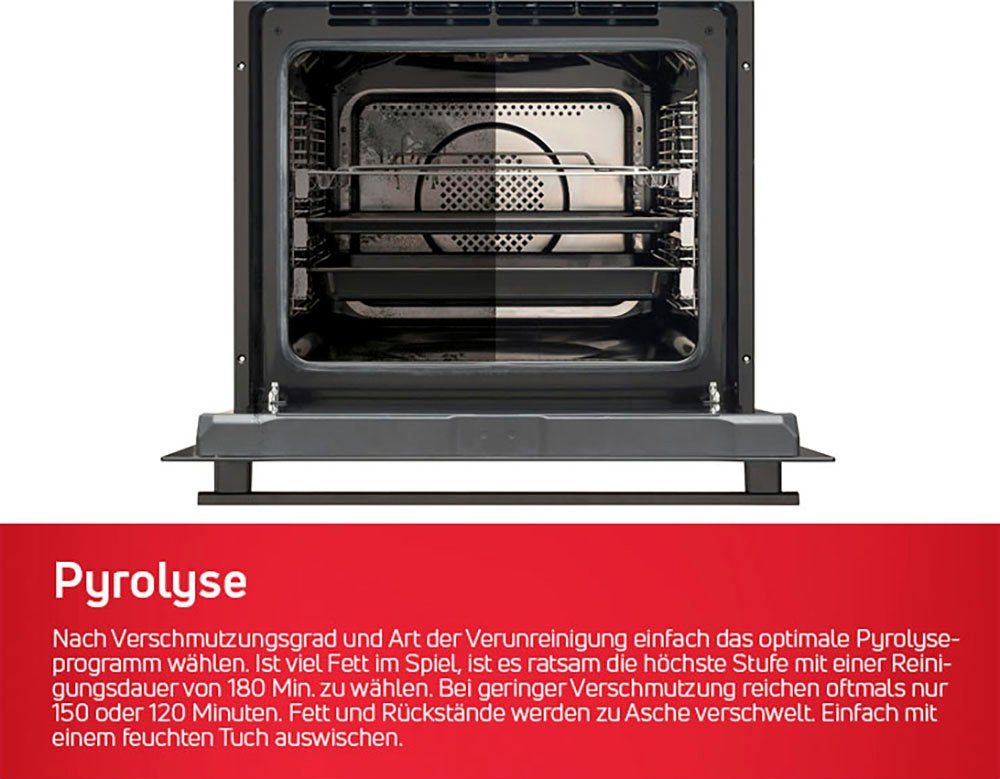 Amica Einbaubackofen EBPX 946 700 E, mit Teleskopauszug nachrüstbar, Steam Clean, Pyrolyse-Selbstreinigung, XXL-Garraum