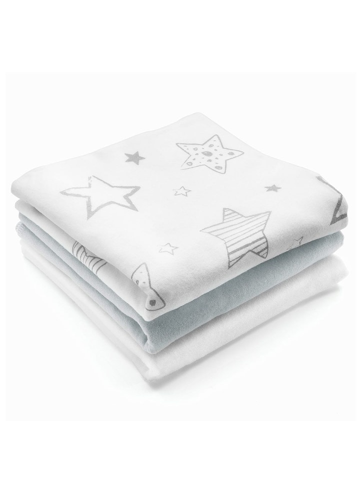Makian Moltontuch 3er Pack - Sterne - Weiß Grau in weiss,grau günstig kaufen onesize