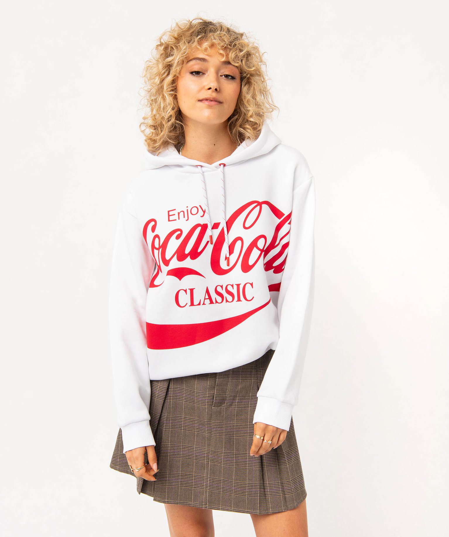 Sweat à capuche coupe oversize femme - Coca Cola blanc | GEMO