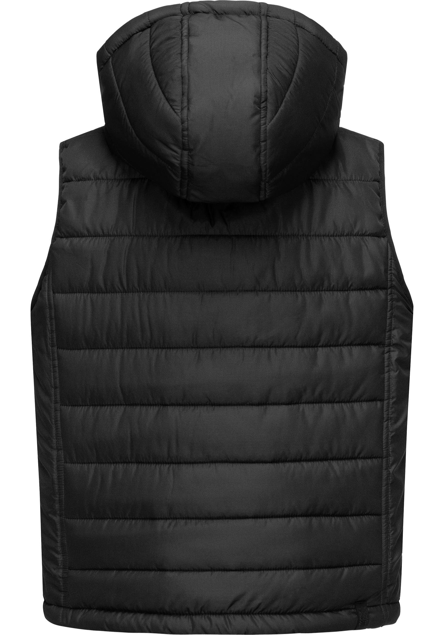 Ragwear Steppweste Vitek sportliche Outdoor-Weste mit abnehmbarer Kapuze