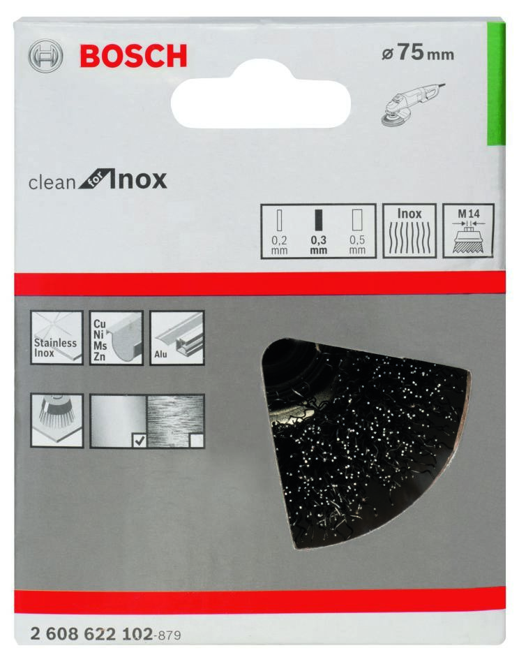 Bosch Blauw Accessoires 2608622102 Draadborstel 75 mm INOX gegolfd M14
