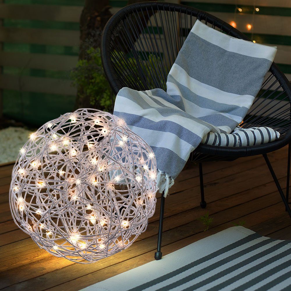 etc-shop LED Solarleuchte, LED-Leuchtmittel fest verbaut, Warmweiß, Solarleuchte Kugel Außen Kugelleuchte Erdspieß