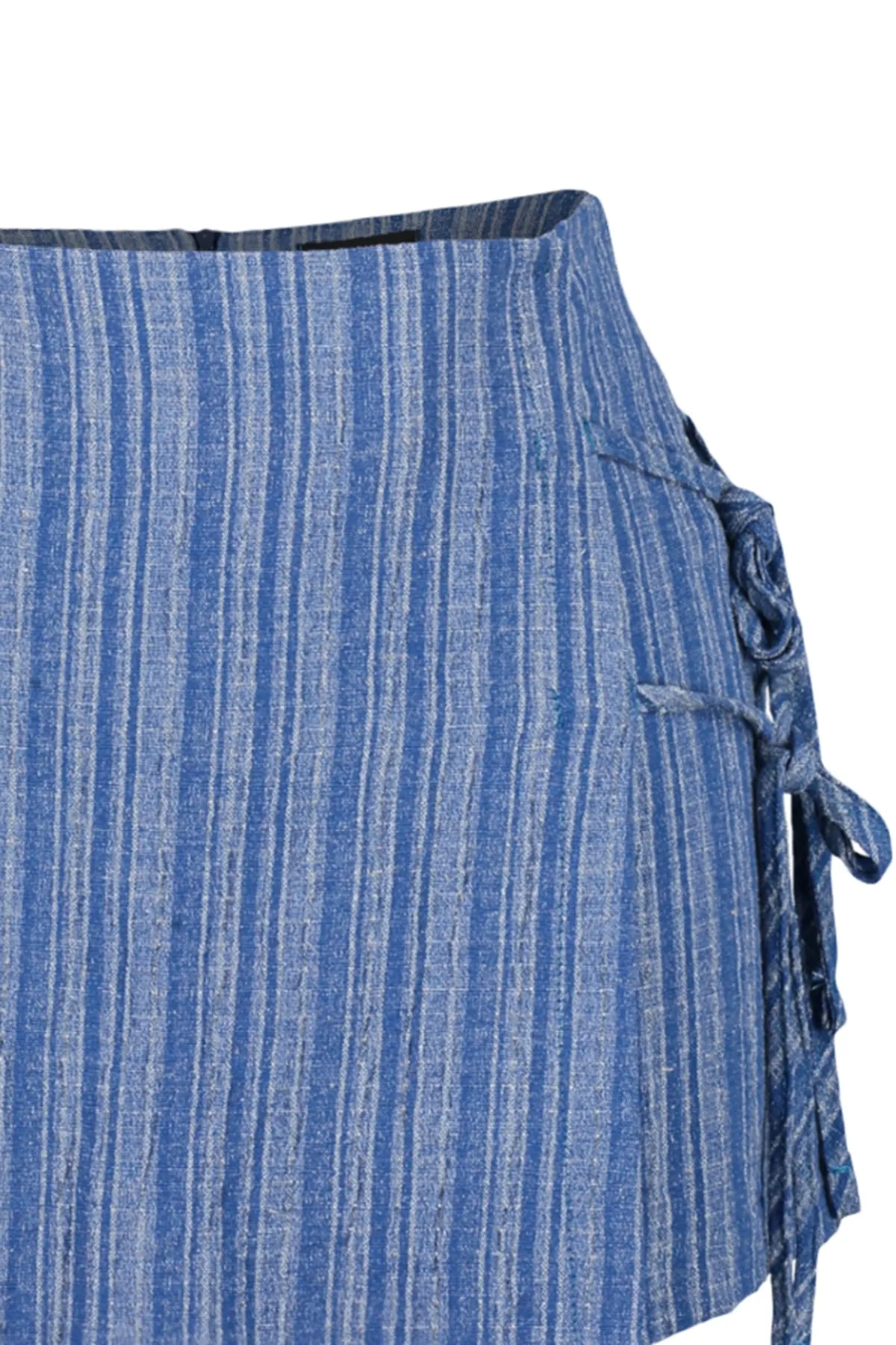 Trendyol Collection  Blauer Shortsrock aus gewebter Leinenmischung mit Bindeband TBESS23SR00044