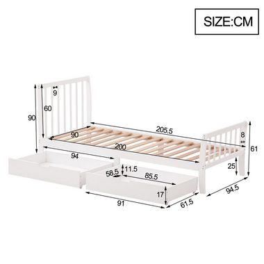 HAUSS SPLOE Holzbett Holzbett Einzelbett Bettgestell Kinderbett Gästebett