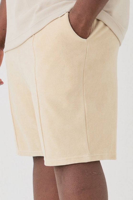 Plus Velour-Shorts mit elastischem Bund