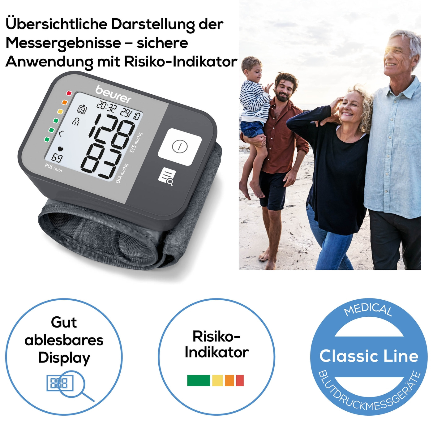 Beurer Handgelenk-Blutdruckmessgerät BC 27-Handgelenk-Blutdruckmessgerät mit Ø-Berechung von 7 Tagen
