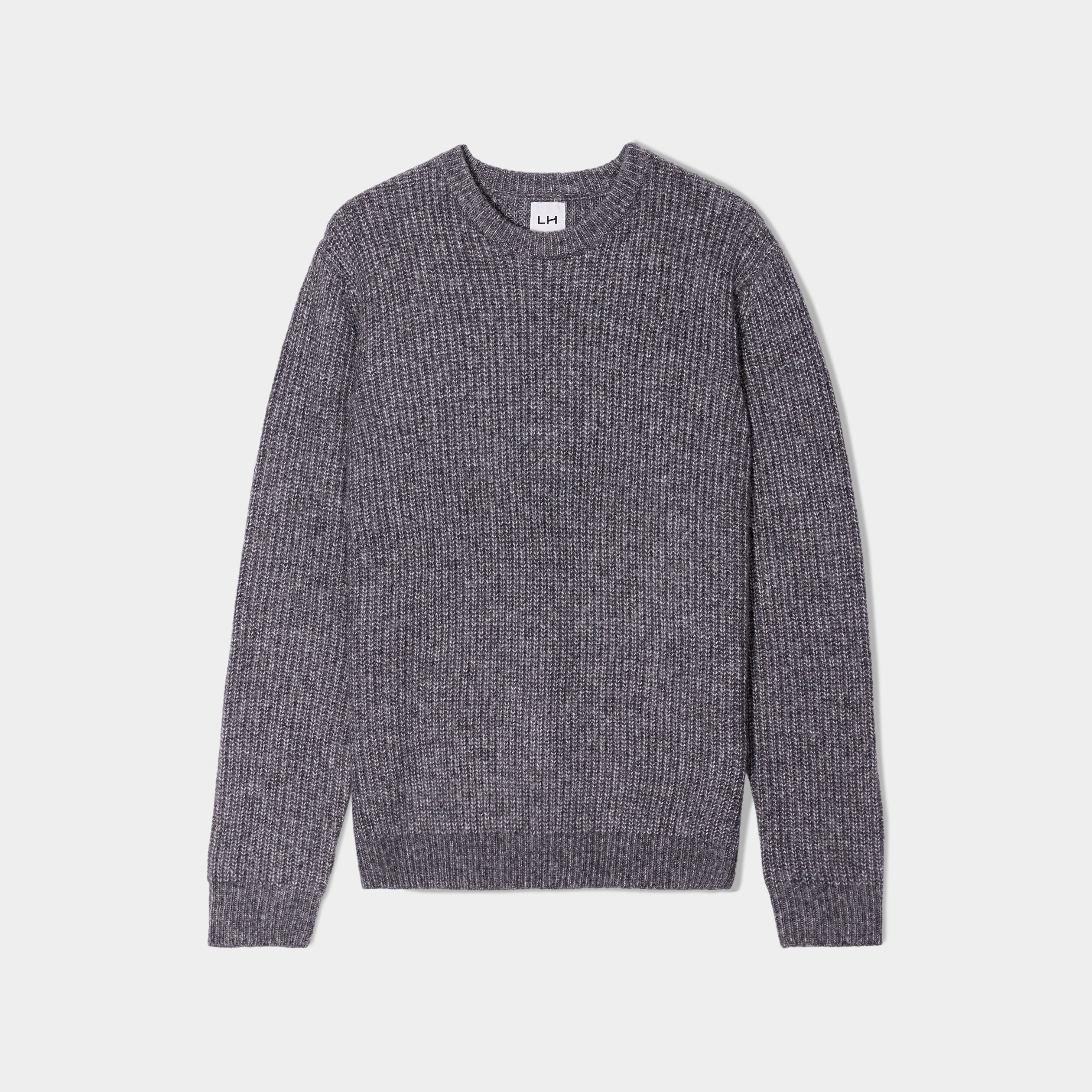 Pull col rond manches longues gris foncé homme | La Halle