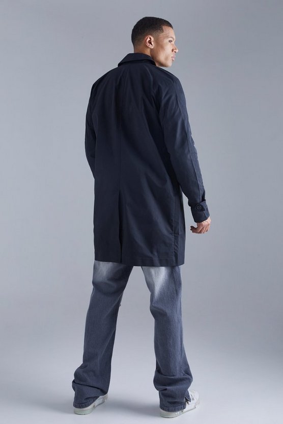 Tall einreihiger Twill-Trenchcoat