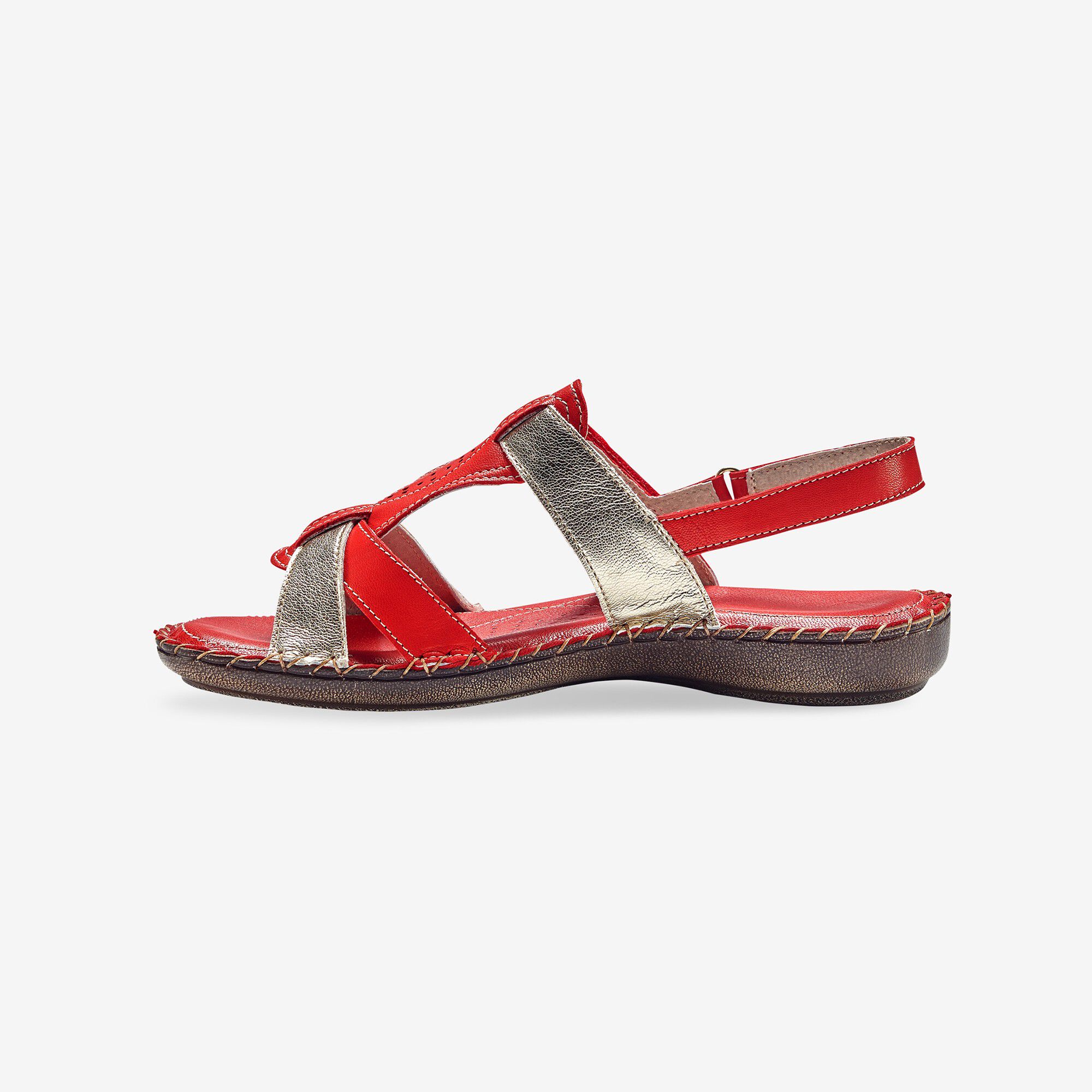 Sandales bicolores en cuir extra souple