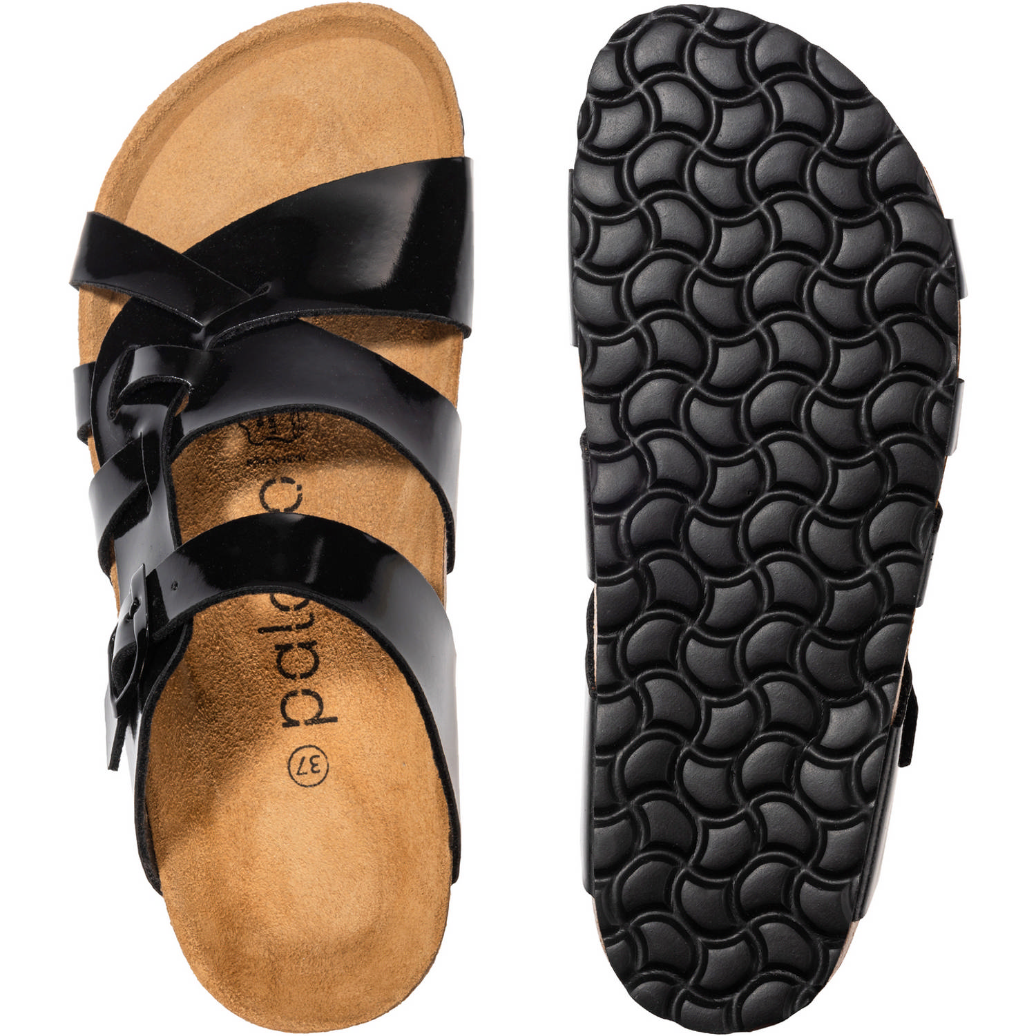 Palado Kreta, Pantoletten, Damen, Basic Lack Schwarz