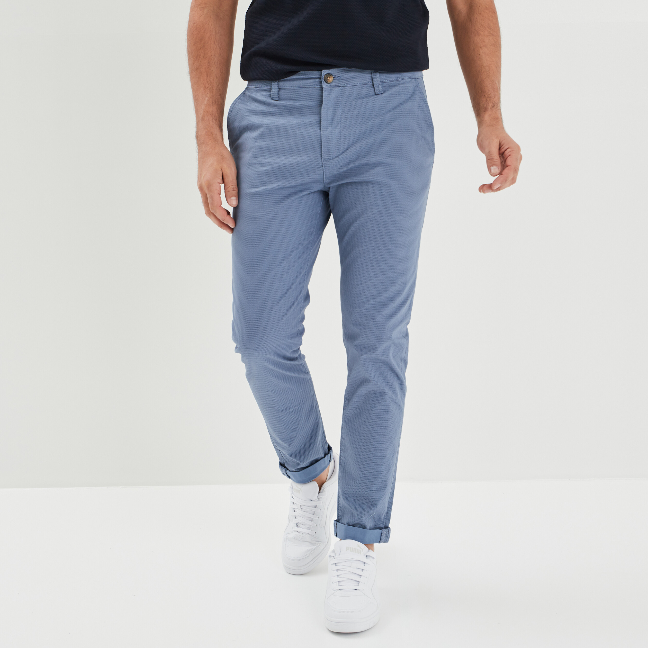 Pantalon chino slim bleu homme | La Halle