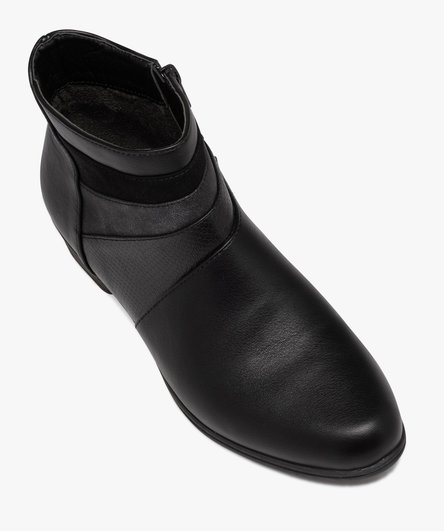 Boots femme confort unies à petit talon noir | GEMO
