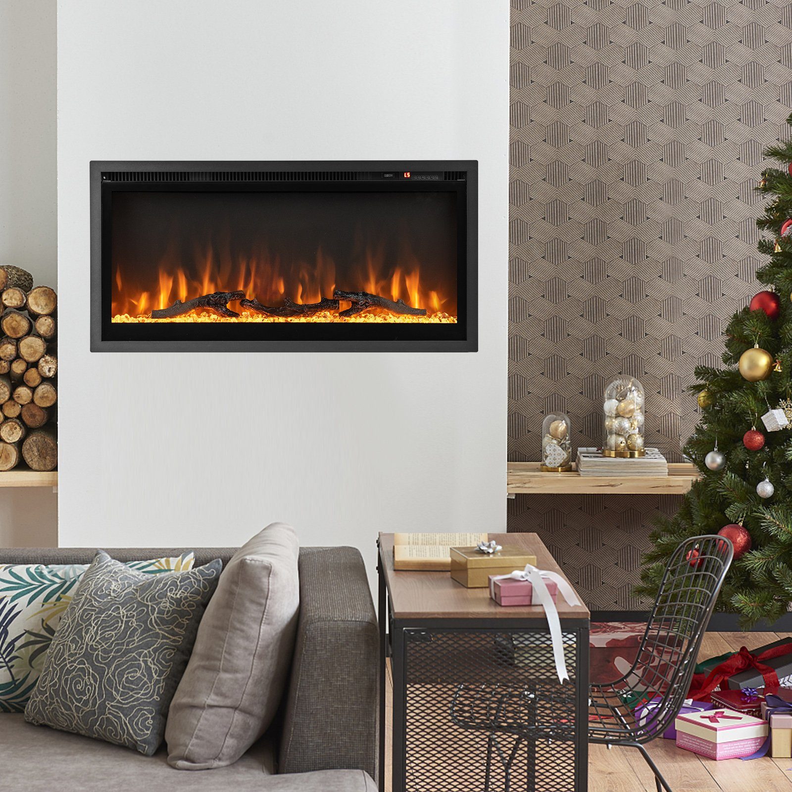 COSTWAY Elektrokamin, 750W/1500W, für 36