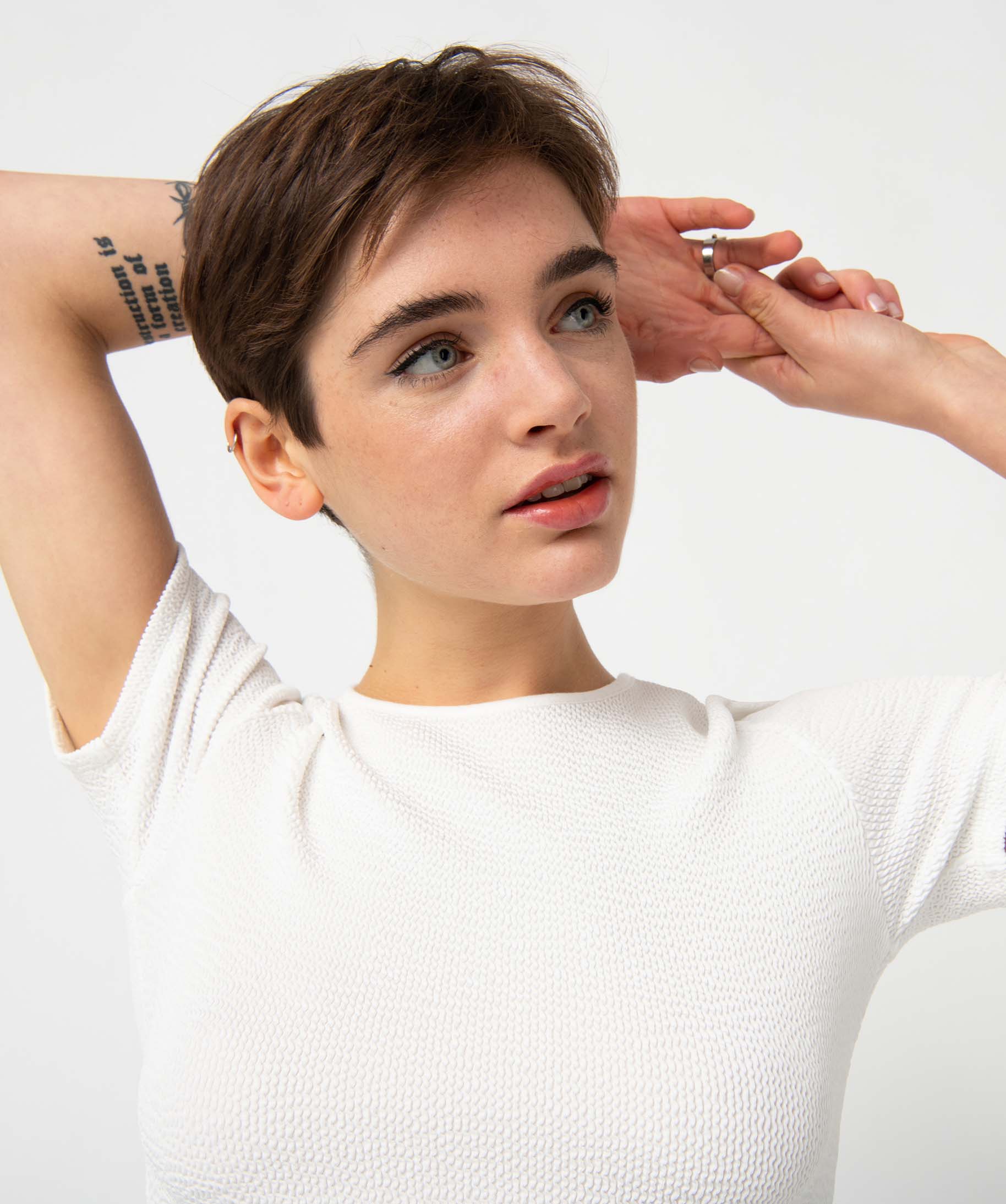 Tee-shirt femme à manches courtes en maille gaufrée coupe ... ecru | GEMO