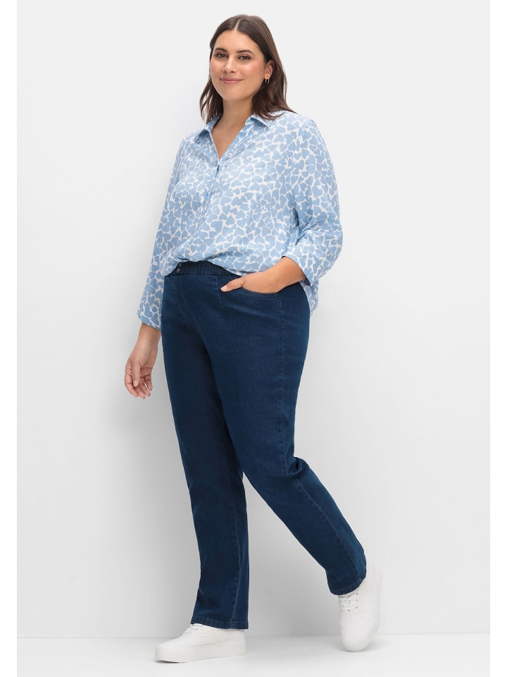 sheego Bluse in blau gemustert günstig kaufen