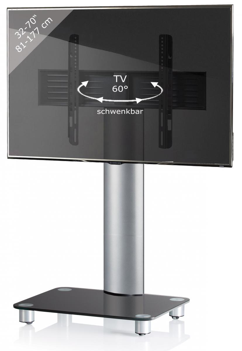 VCM my media TV-Standfuß Tosal Silber/Schwarzglas
