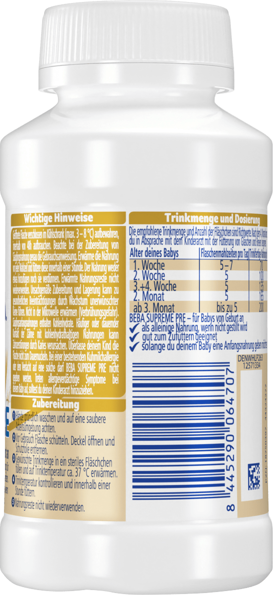 Anfangsmilch Supreme Pre trinkfertig von Geburt an, 200 ml
