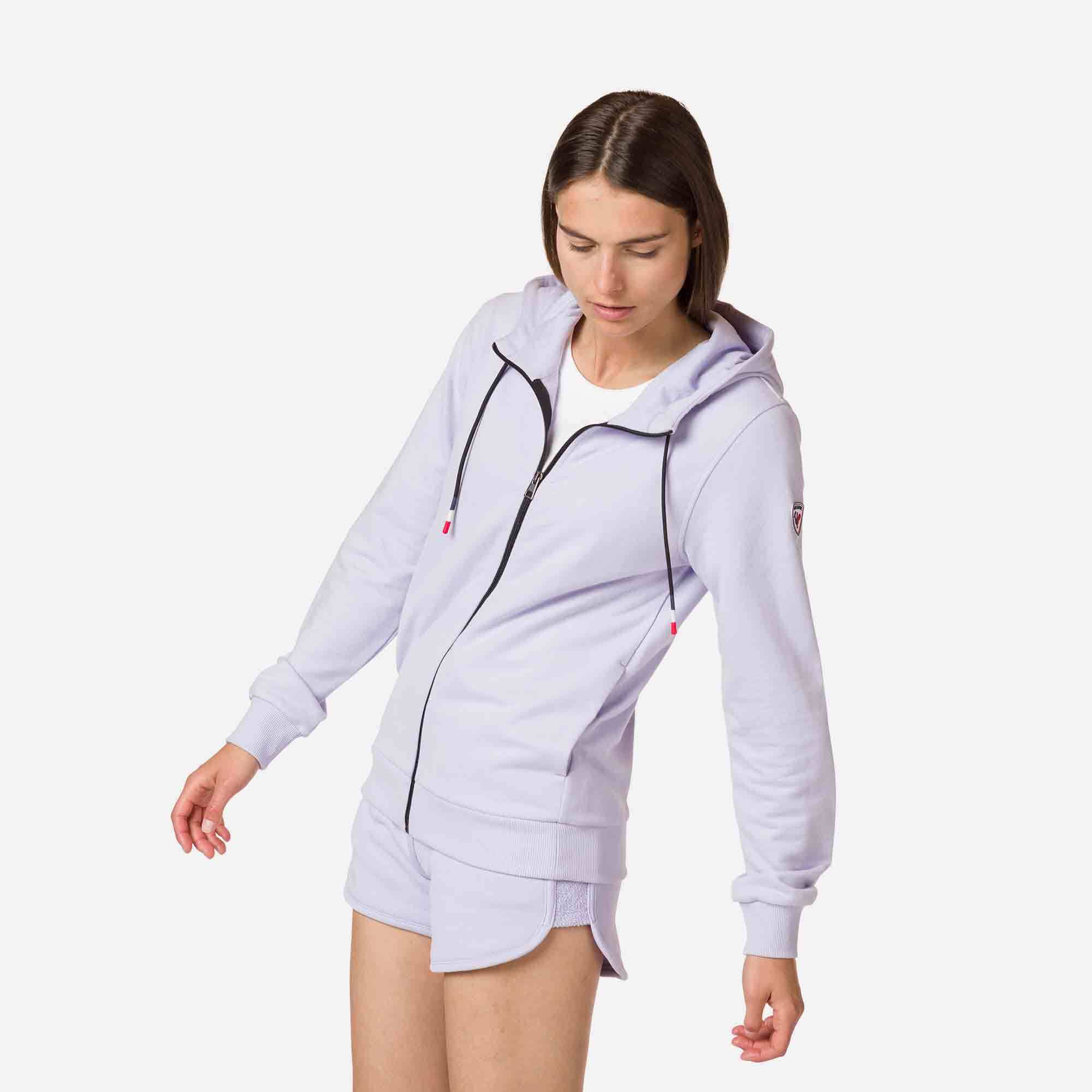Sweat en coton à capuche zippé Logo Femme