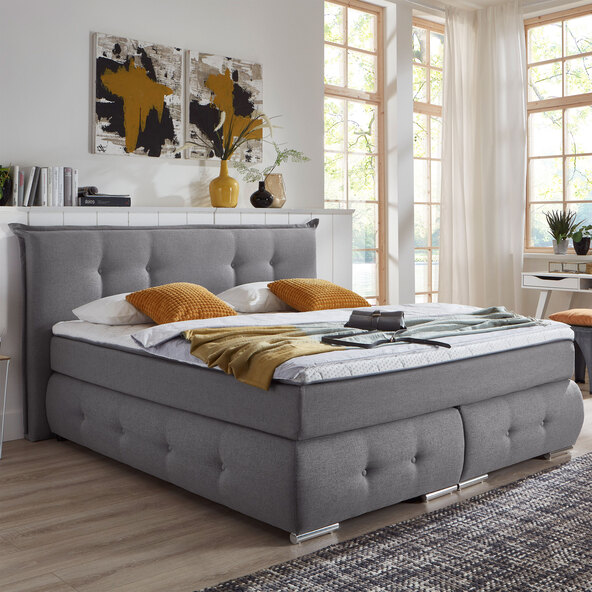 Boxspringbett Classic, grau, 180 x 200 cm
