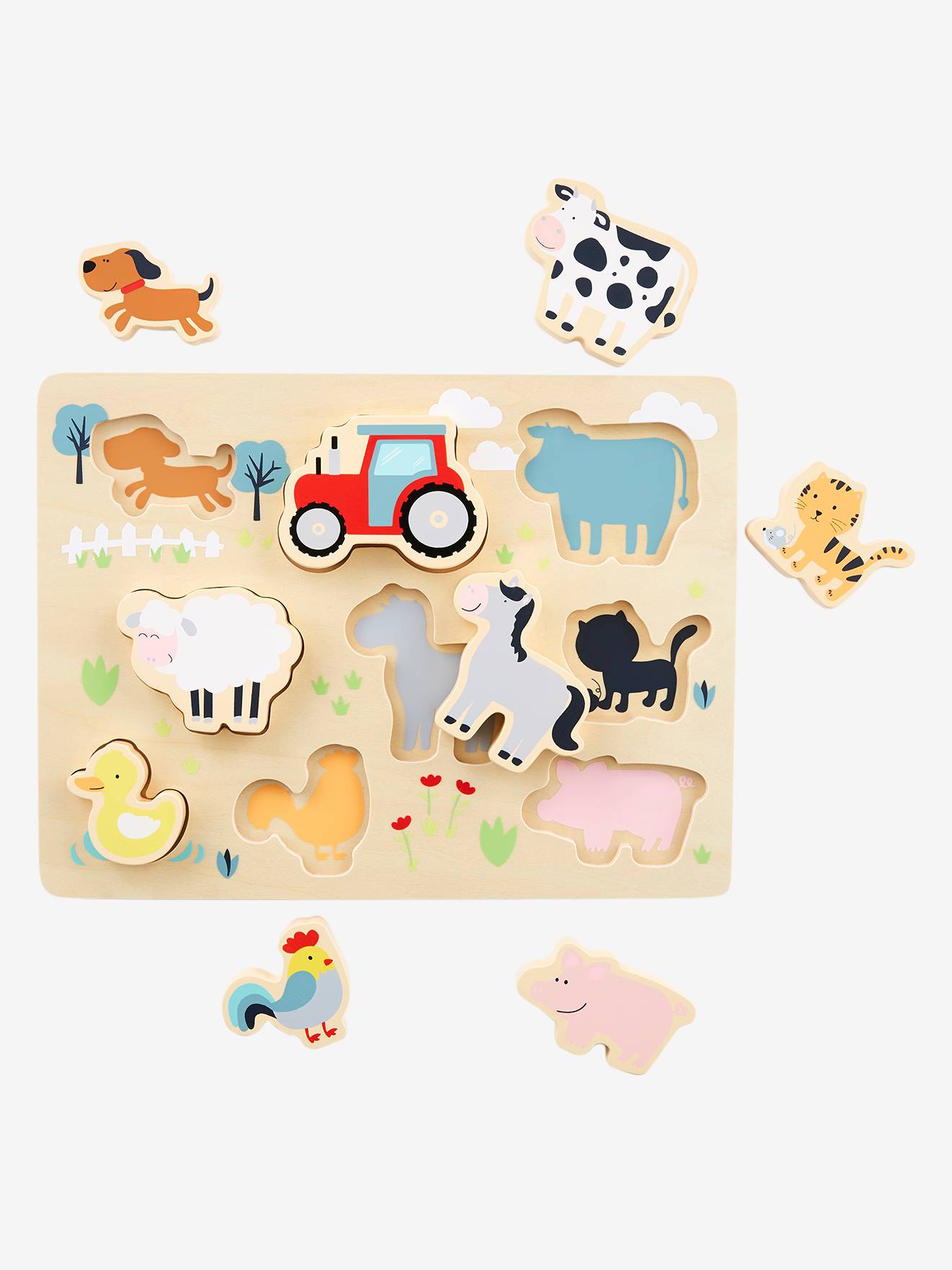 Puzzle à encastrer Ferme en bois FSC® multicolore