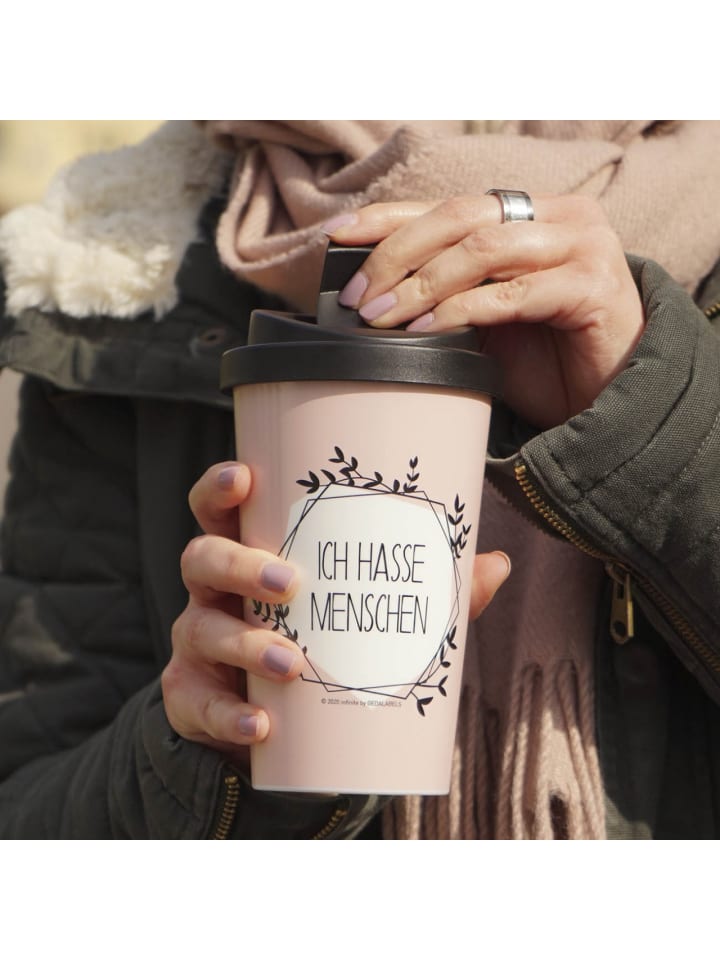 Geda Labels Coffee to go Becher Ich hasse Menschen in Rosa - 400 ml günstig kaufen onesize