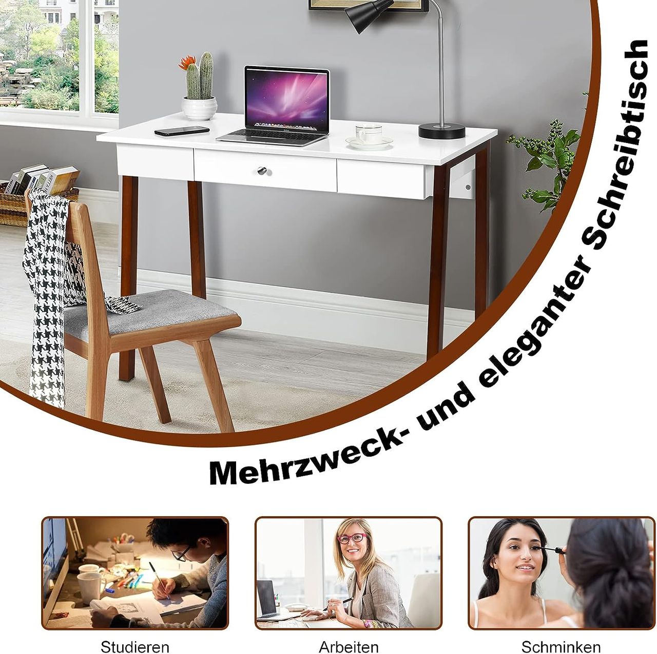 Costway COSTWAY Schreibtisch mit Schublade