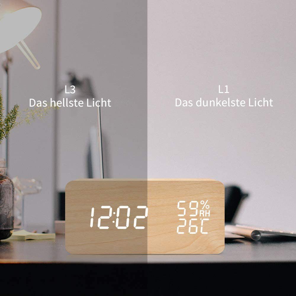 Bothergu Wecker Mit Temperatur Feuchtigkeit Voice Control