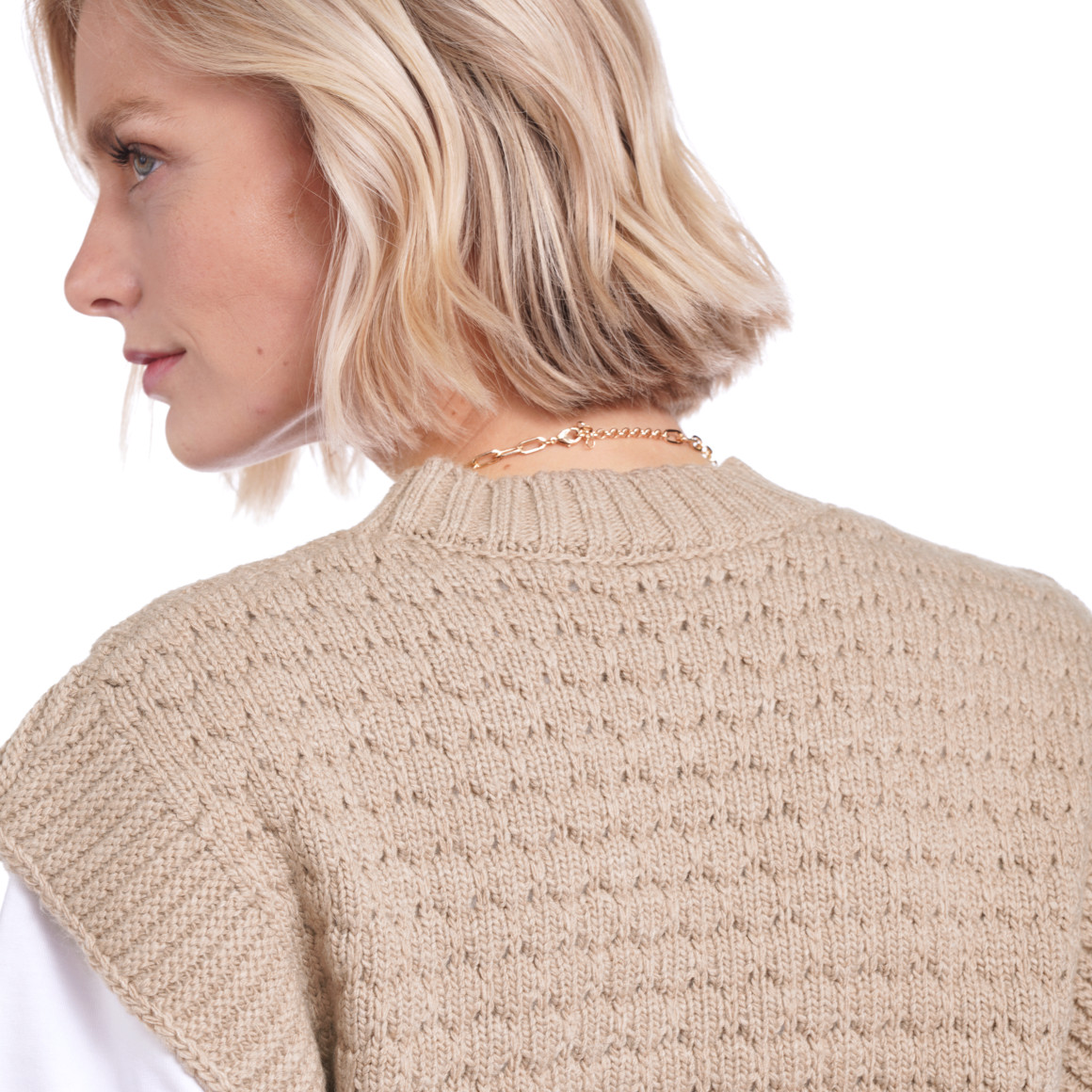Damen Pullunder mit Struktur-Mix