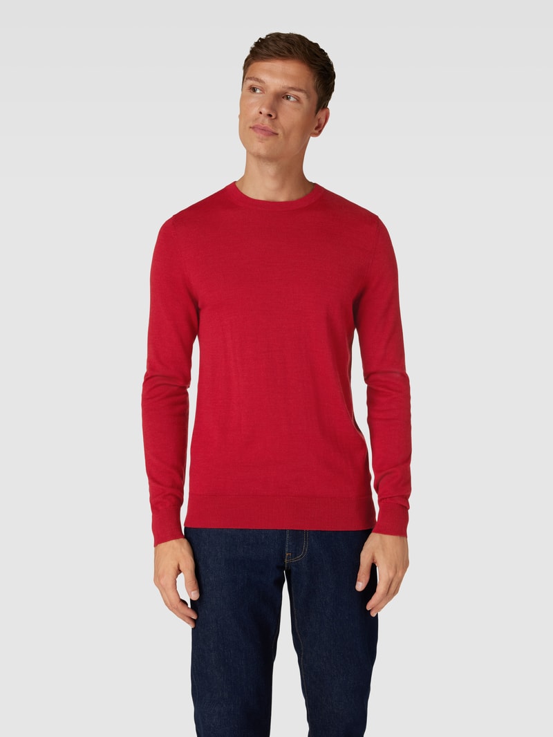 Longsleeve aus Woll-Mix in rot meliert
