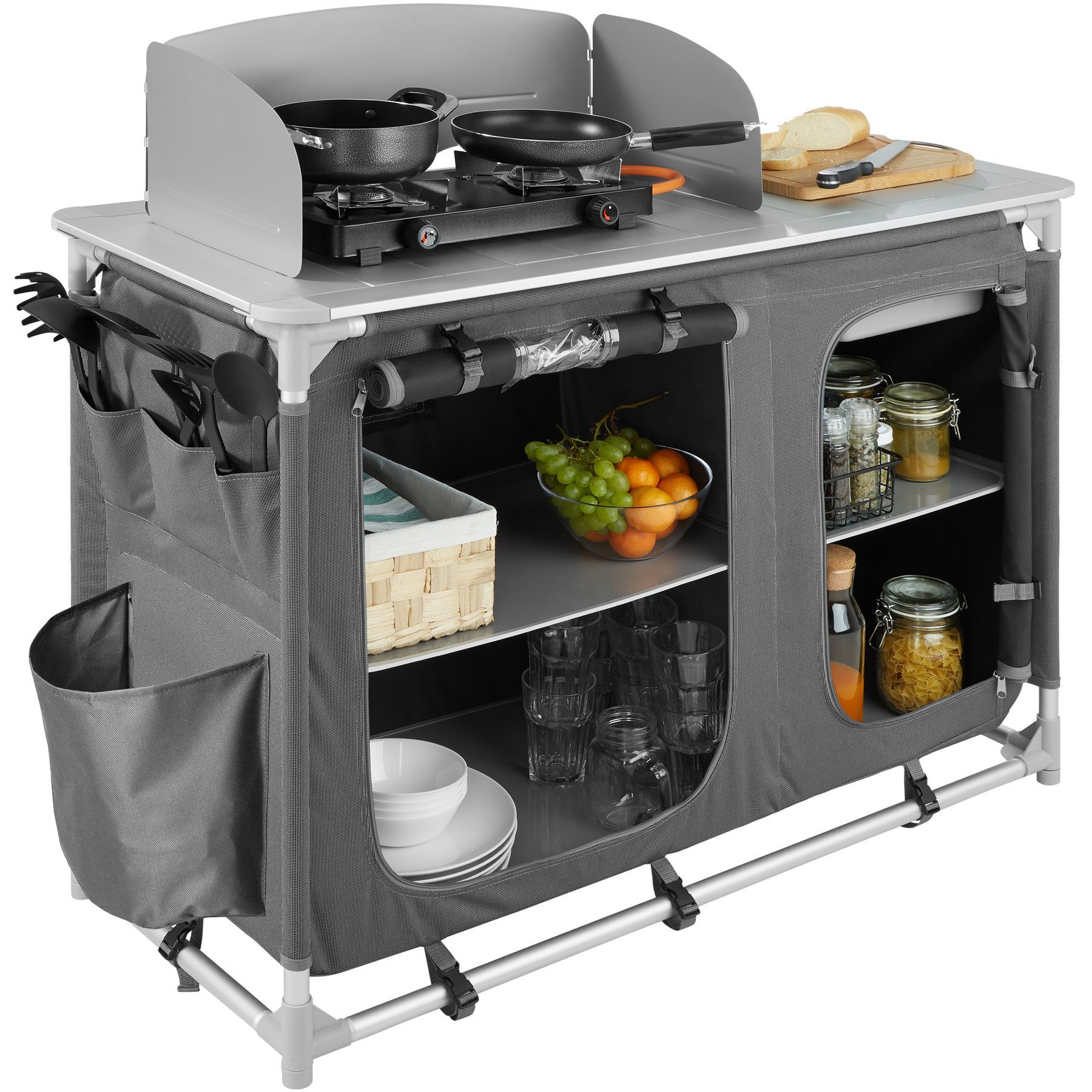 tectake Campingtisch Campingküche 116x52x107cm (1-St., 1 tlg)