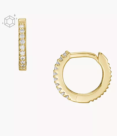 Fossil Creolen-Ohrringe Ellis Pavé Glitz Sterlingsilber goldfarben