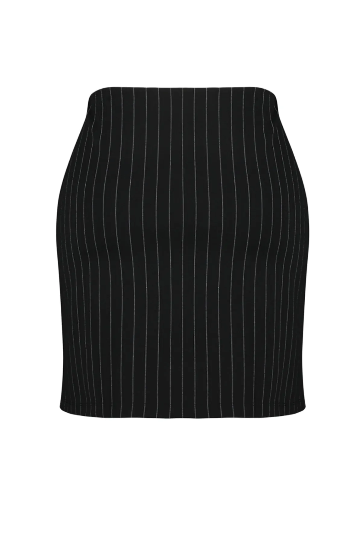 Trendyol Curve  Schwarz gestreifter Mini-Strickrock TBBAW24AZ00032