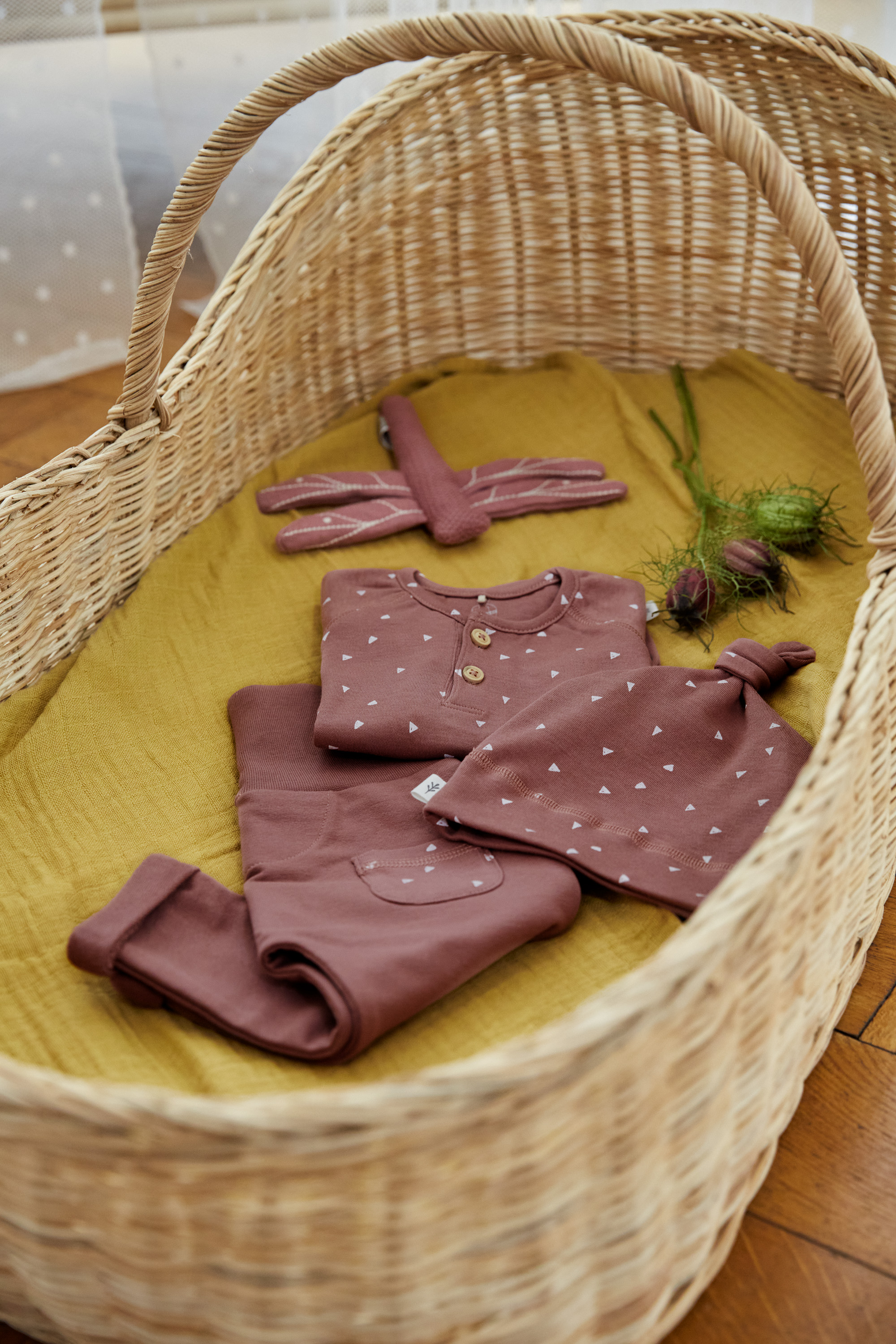 Baby Langarmshirt - Bio Baumwolle, Triangle, Cinnamon