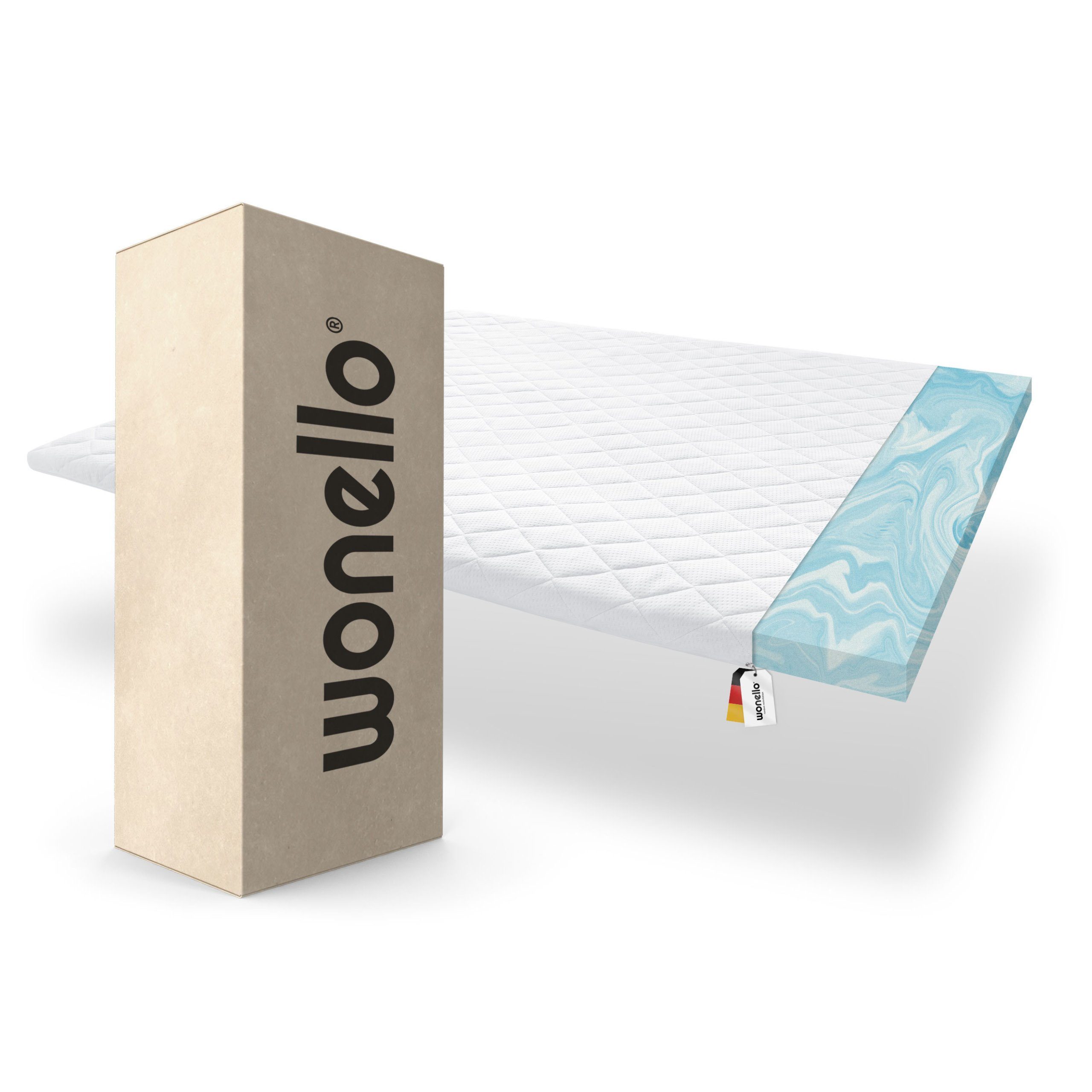 Topper RECHARGE, wonello, 6 cm hoch, Gelschaum, (Made in Germany, GEL), druckentlastender Matratzentopper 160x200cm, waschbar bei 60°C