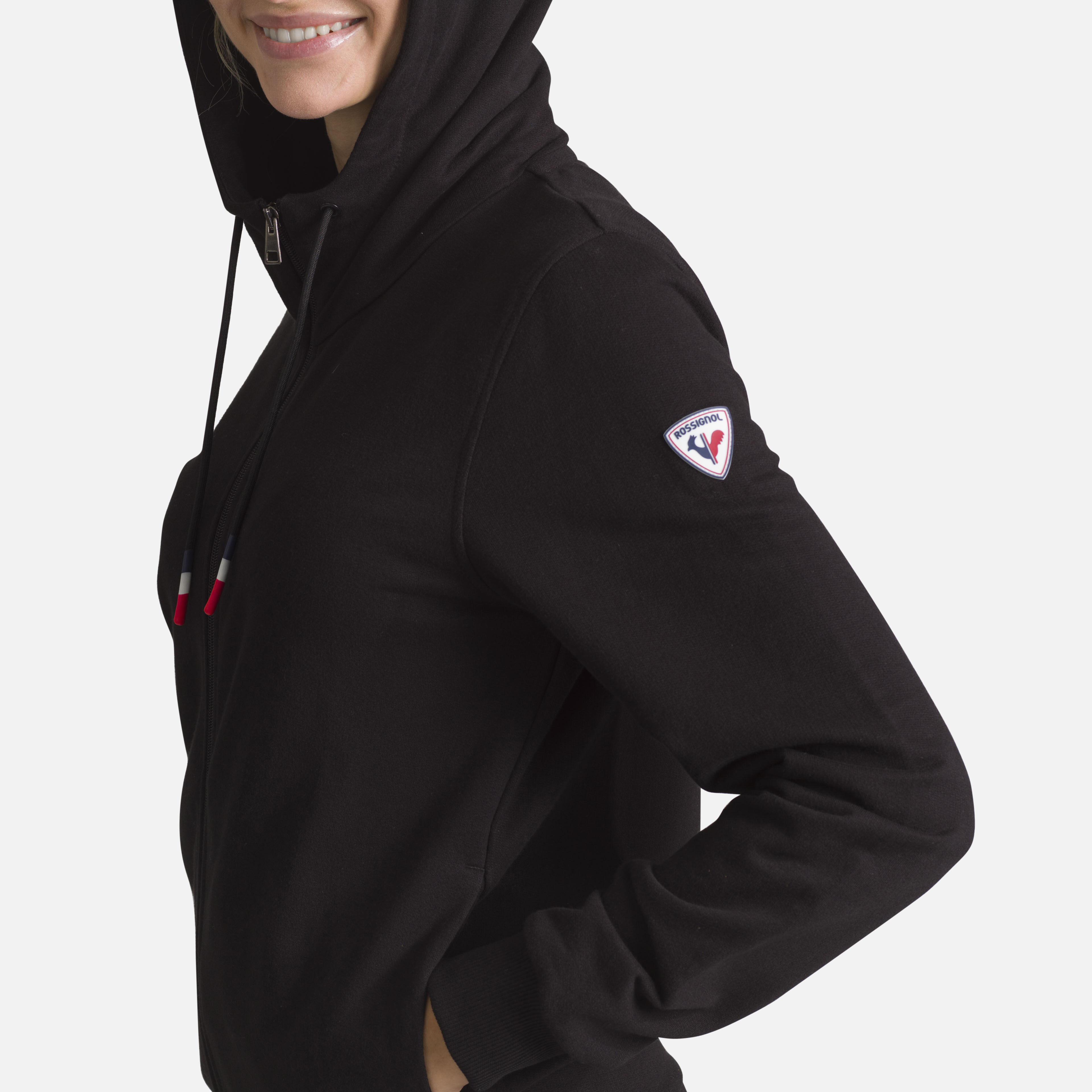 Sweat en coton à capuche zippé Logo Femme