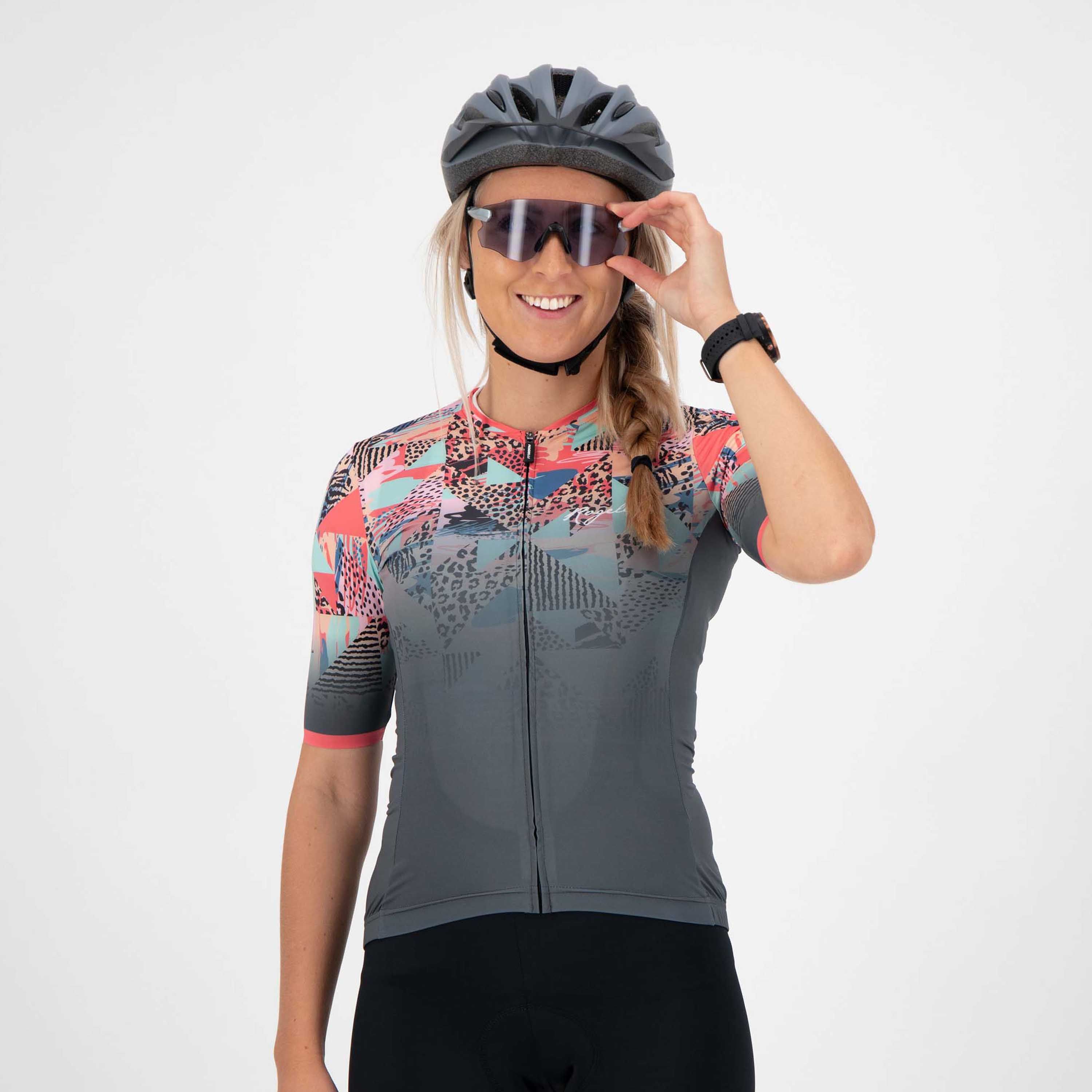 Rogelli Animal Blau/Koralle Damen Radtrikot Kurzarm