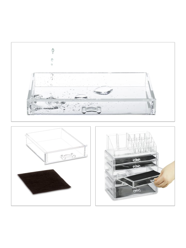 relaxdays Kosmetikorganizer in Transparent günstig kaufen onesize