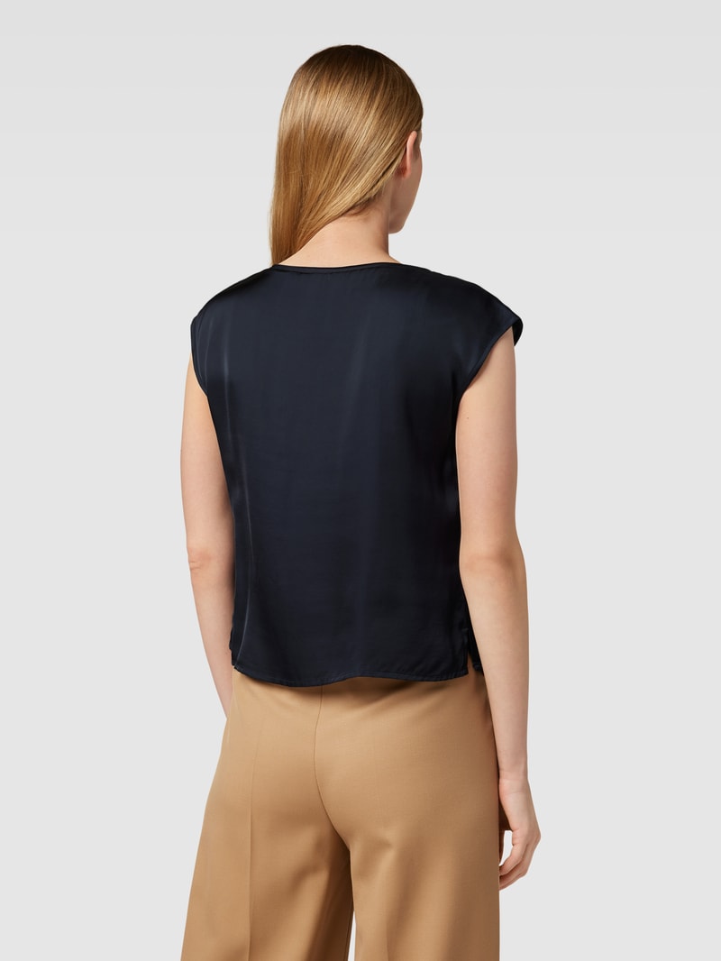 Blusenshirt mit V-Ausschnitt in marineblau