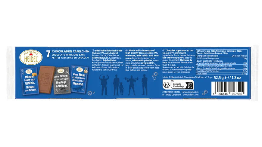 HEIDEL Vollmilchschokolade Männersprüche 7er Pack 52.5 g
