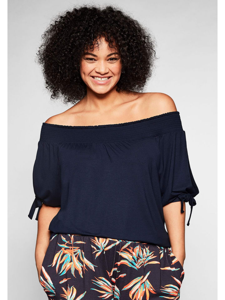 sheego Carmenshirt in marine günstig kaufen