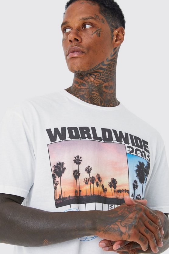 Oversize T-Shirt mit Worldwide City Print