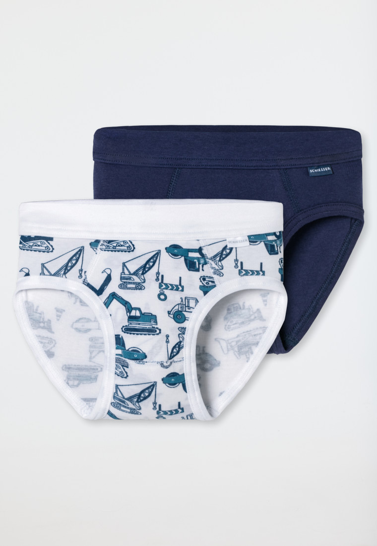 Sportslips 2er-Pack Baustellendruck blau/weiß - Fine Rib