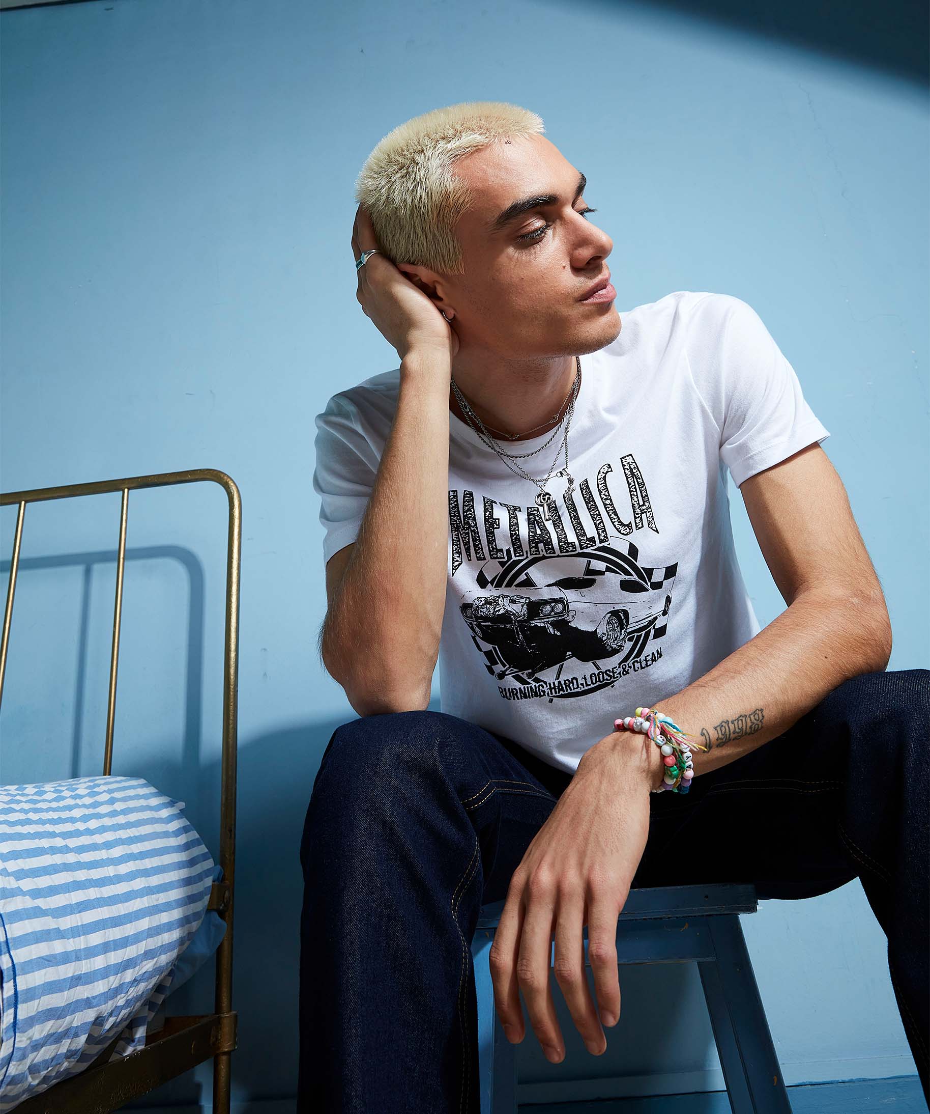 Tee-shirt homme avec motif sur l'avant - Metallica blanc | GEMO