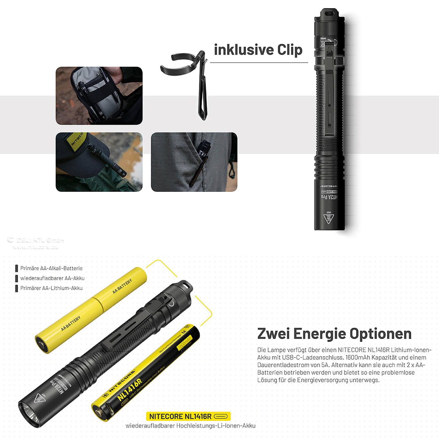 LED Taschenlampe MT2A PRO - 1000 Lumen