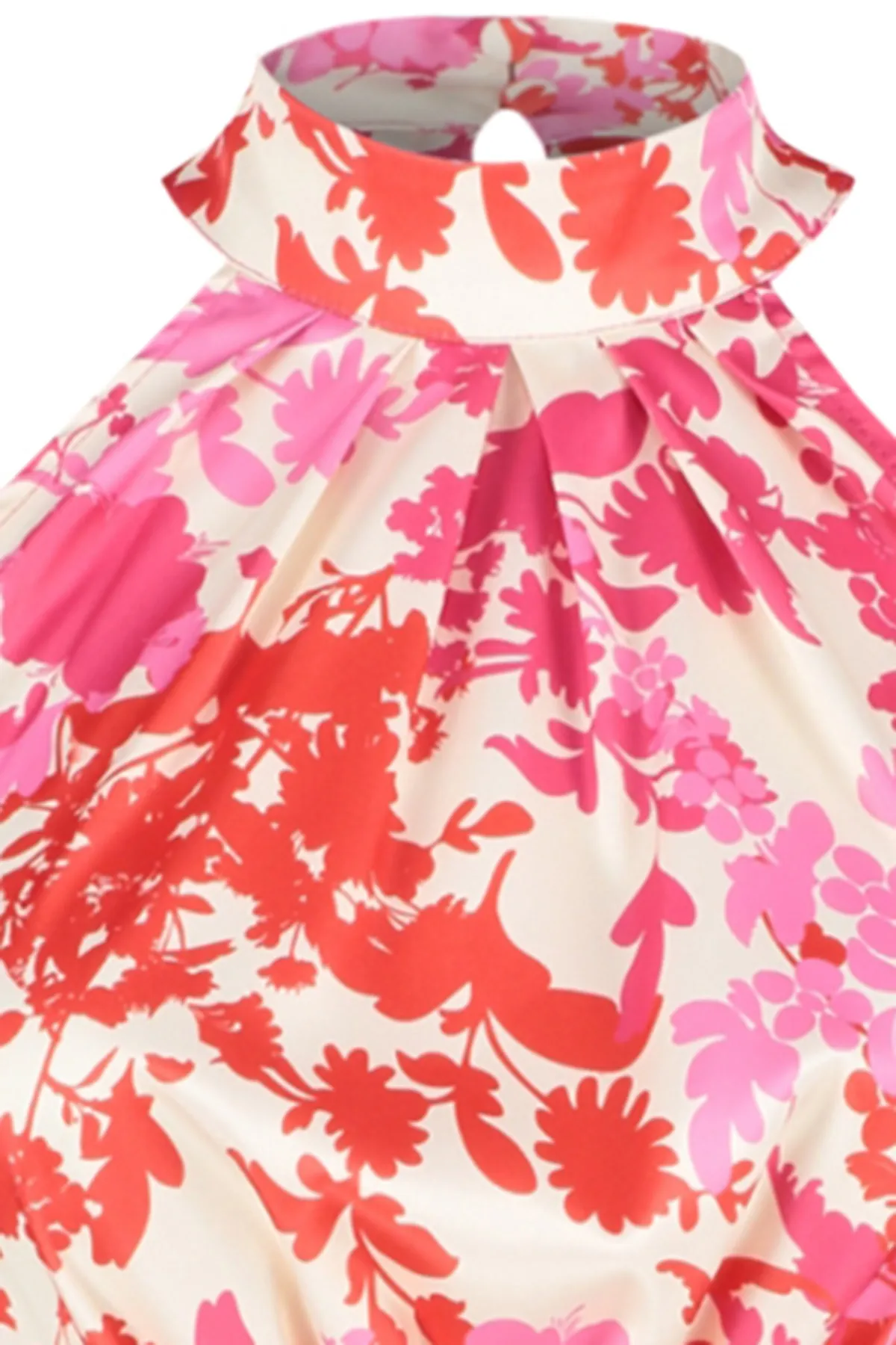 Trendyol Collection  Ecrufarbenes, gewebtes Minikleid aus Satin in A-Linie mit Blumenmuster TWOSS20EL2490