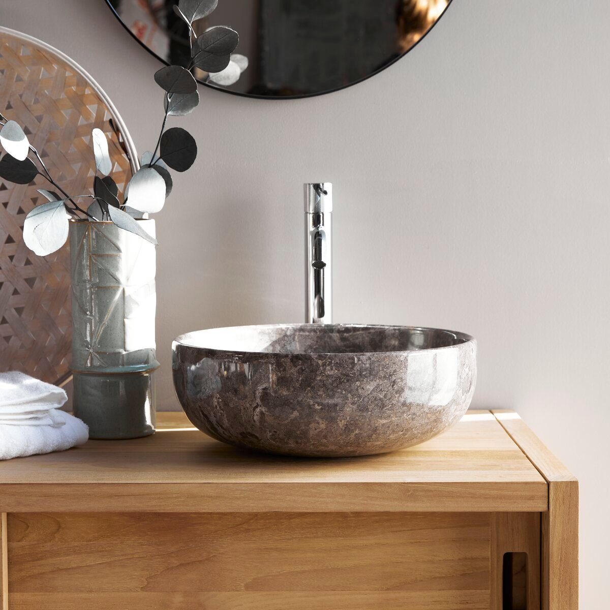 Tikamoon Waschbecken Waschbecken aus Marmor light grey