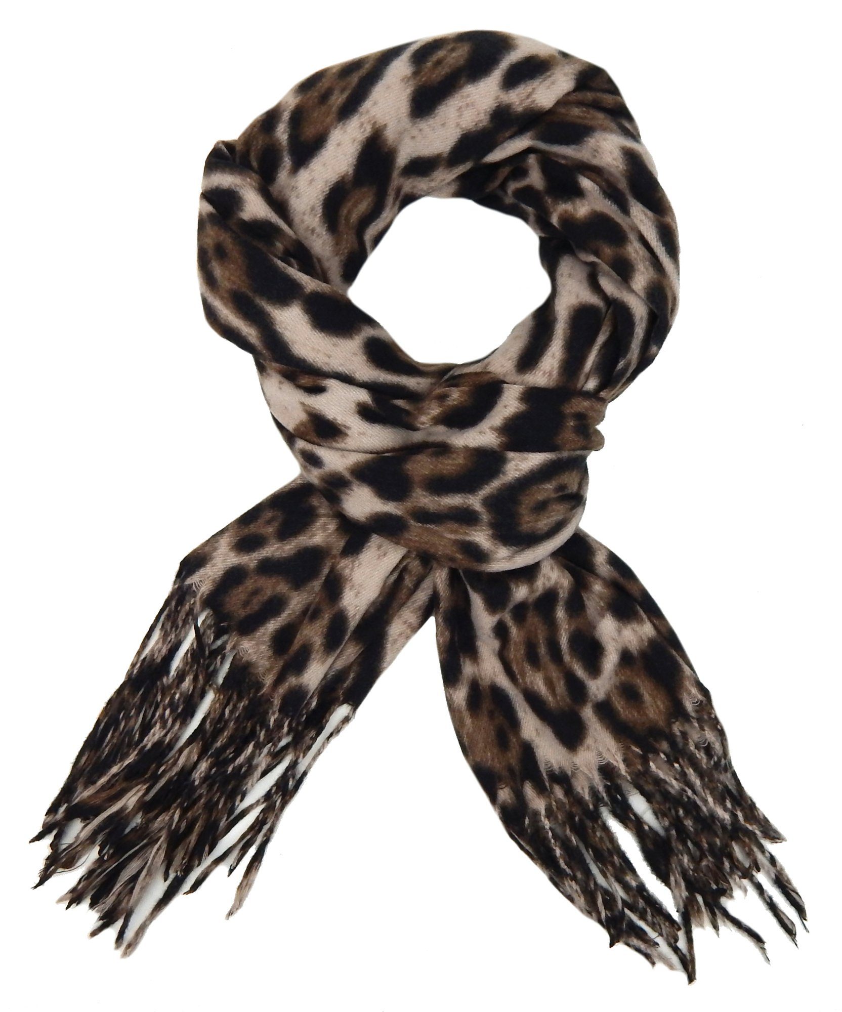 Ella Jonte Modeschal, Leopard beige oder braun Herbst Winterschal animalprint